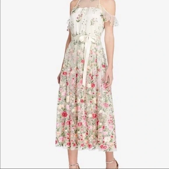 Tahari | Dresses | Tahari Dress Womens 2 Floral Embroidered Midi By Arthur  S Levine | Poshmark